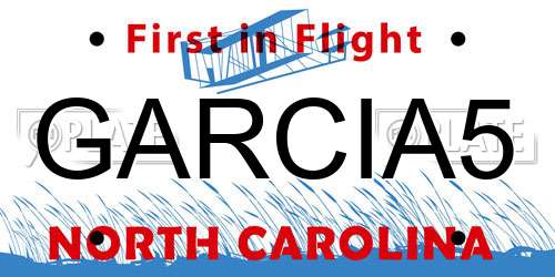 GARCIA5 North Carolina License Plate