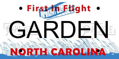GARDEN North Carolina License Plate