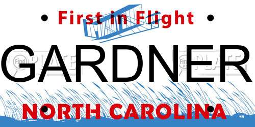 GARDNER North Carolina License Plate