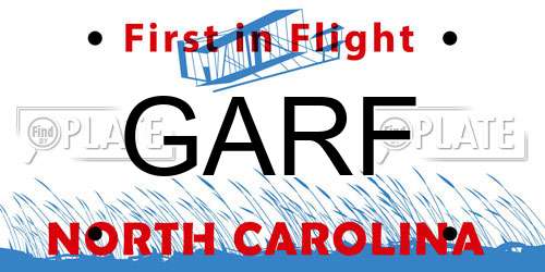 GARF North Carolina License Plate