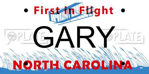 GARY North Carolina License Plate