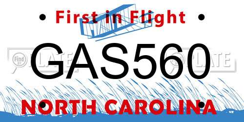 GAS560 North Carolina License Plate