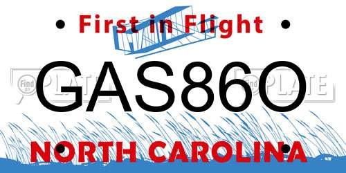 GAS86O North Carolina License Plate