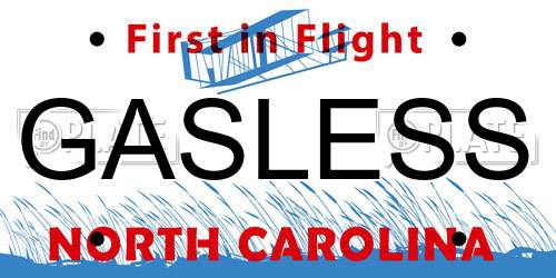 GASLESS North Carolina License Plate