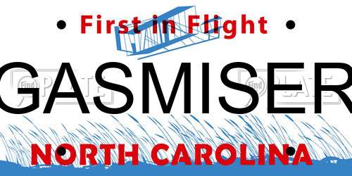 GASMISER North Carolina License Plate