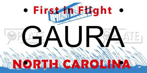 GAURA North Carolina License Plate
