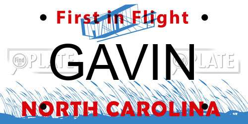 GAVIN North Carolina License Plate