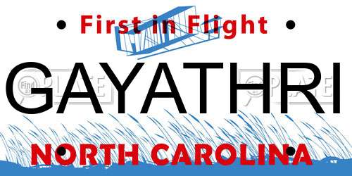 GAYATHRI North Carolina License Plate