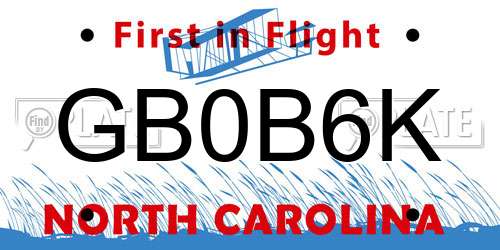 GB0B6K North Carolina License Plate