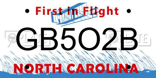 GB5O2B North Carolina License Plate