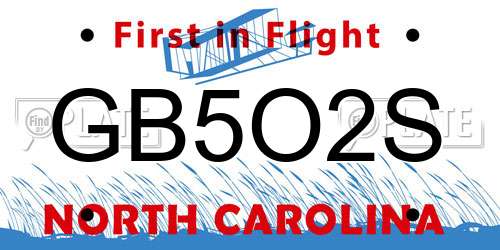 GB5O2S North Carolina License Plate