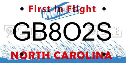 GB8O2S North Carolina License Plate