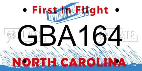 GBA164 North Carolina License Plate