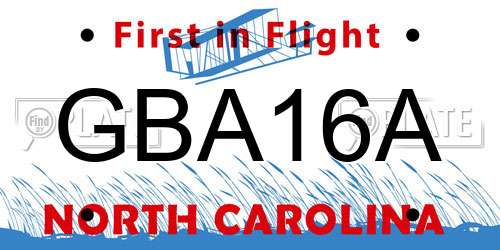 GBA16A North Carolina License Plate
