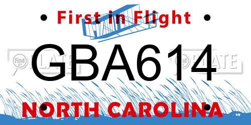 GBA614 North Carolina License Plate