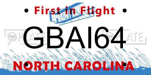 GBAI64 North Carolina License Plate