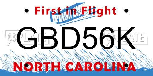 GBD56K North Carolina License Plate