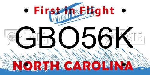 GBO56K North Carolina License Plate