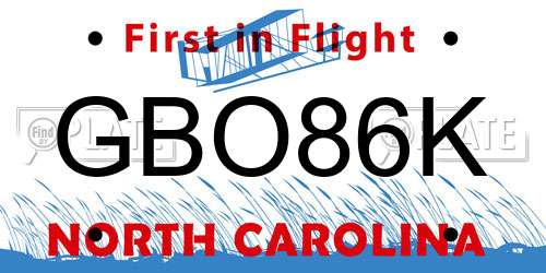GBO86K North Carolina License Plate