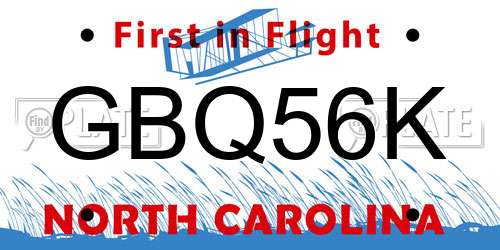 GBQ56K North Carolina License Plate