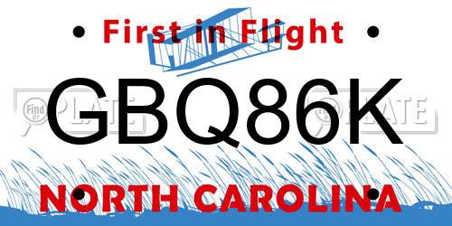 GBQ86K North Carolina License Plate