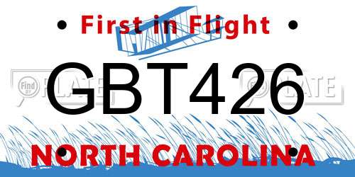 GBT426 North Carolina License Plate