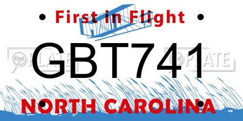GBT741 North Carolina License Plate