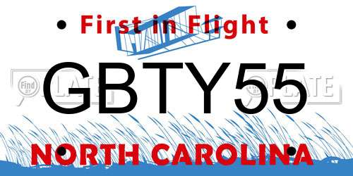 GBTY55 North Carolina License Plate