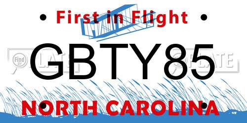 GBTY85 North Carolina License Plate