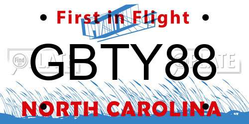 GBTY88 North Carolina License Plate