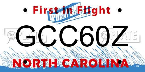 GCC60Z North Carolina License Plate