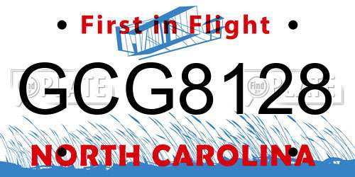 GCG8128 North Carolina License Plate