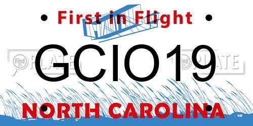 GCIO19 North Carolina License Plate