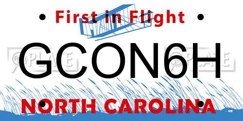 GCON6H North Carolina License Plate