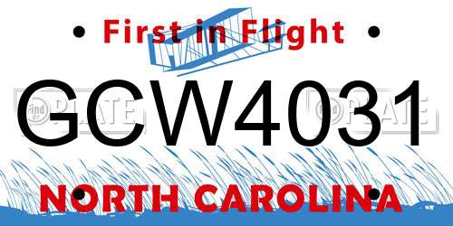 GCW4031 North Carolina License Plate