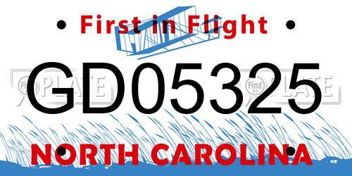 GD05325 North Carolina License Plate