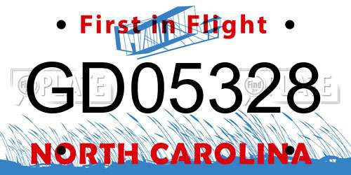 GD05328 North Carolina License Plate