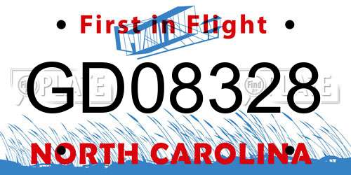 GD08328 North Carolina License Plate