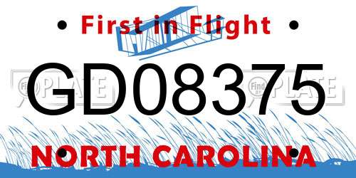 GD08375 North Carolina License Plate