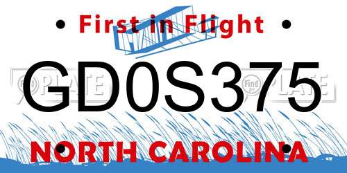 GD0S375 North Carolina License Plate
