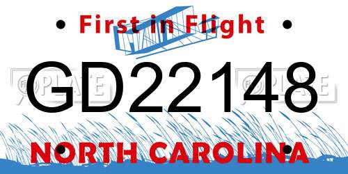 GD22148 North Carolina License Plate