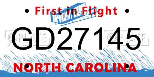 GD27145 North Carolina License Plate