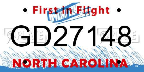 GD27148 North Carolina License Plate