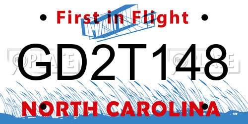 GD2T148 North Carolina License Plate