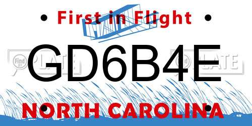 GD6B4E North Carolina License Plate