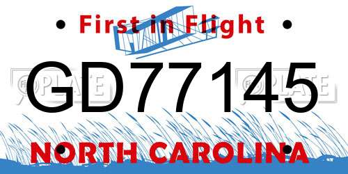 GD77145 North Carolina License Plate