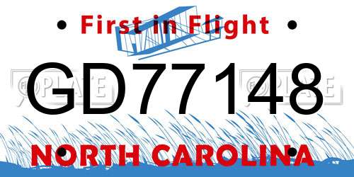 GD77148 North Carolina License Plate