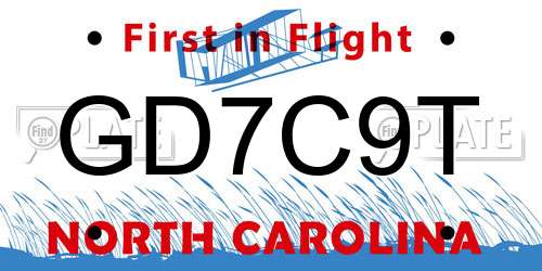 GD7C9T North Carolina License Plate