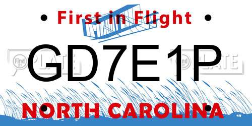 GD7E1P North Carolina License Plate