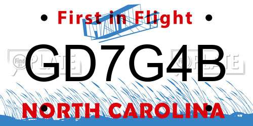 GD7G4B North Carolina License Plate